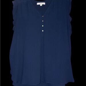 LOFT Women's Deep Blue V-Neck Blouse